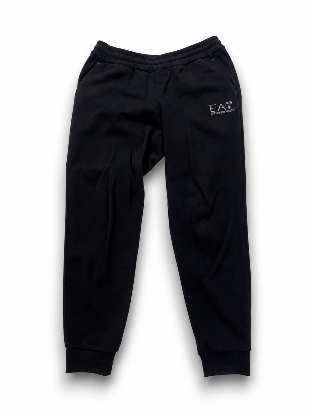 Armani Exchange Black Joggers with Blue Trim